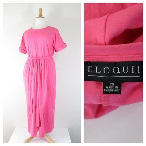Eloquii Plus Size Solid Bubblegum Pink Wrap Skirt Maxi Dress 20